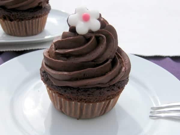 Schokolade Cupcakes mit Schokolade Topping, laktosefrei