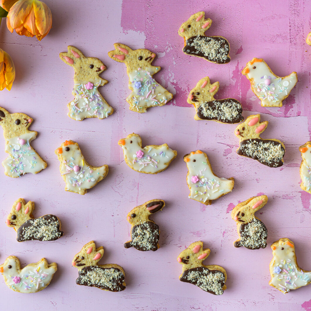 Mandel-Mürbteigkekse für Ostern - Hasen und Enten, laktosefrei