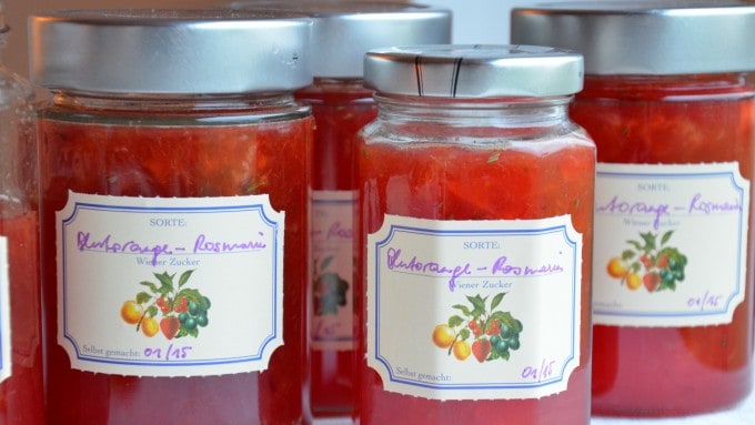 Blutorangen Rosmarin Marmelade