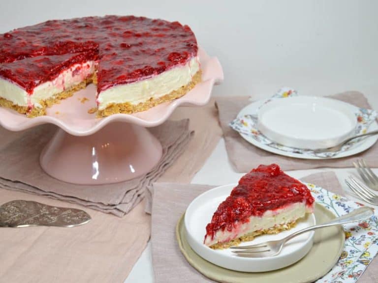 ZitronenLimettenCheesecake mit Himbeeren, laktosefrei Ich muss backen