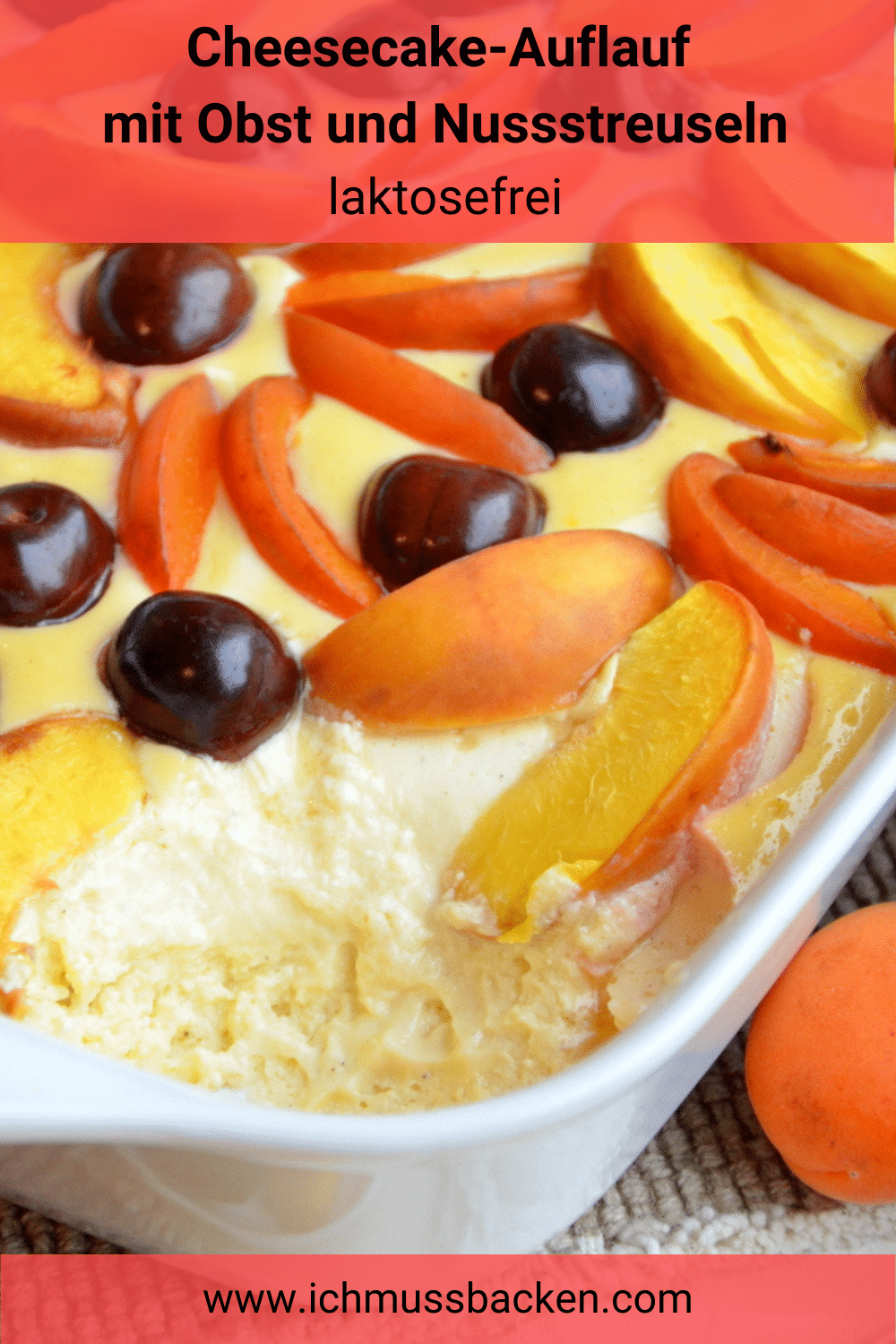 Cheesecake-Auflauf mit Obst und Nussstreuseln
