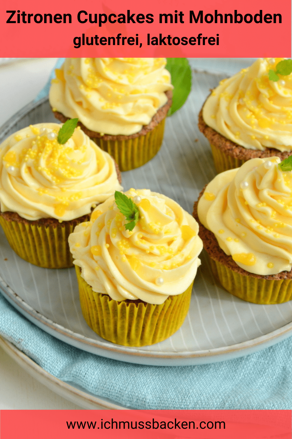 Zitronen Cupcakes mit Mohnboden 