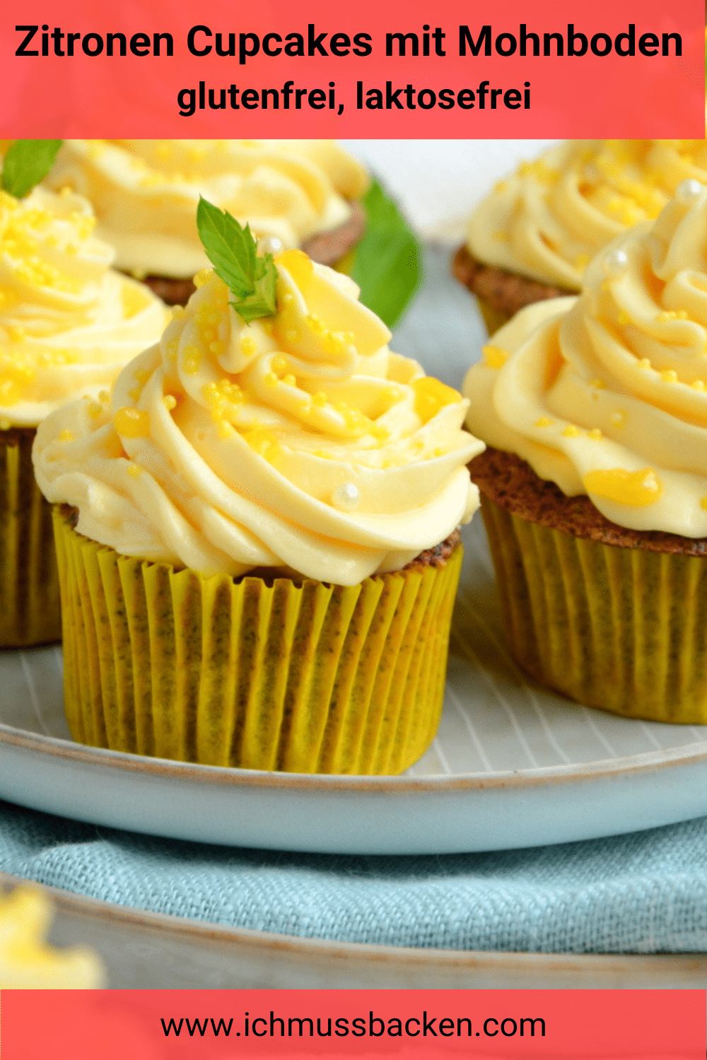 Zitronen Cupcakes mit Mohnboden 