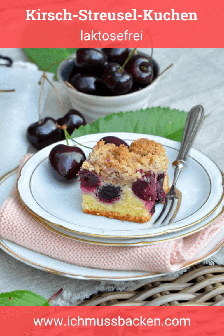 Kirsch-Streusel-Kuchen aus Rührteig, laktosefrei - Ich muss backen