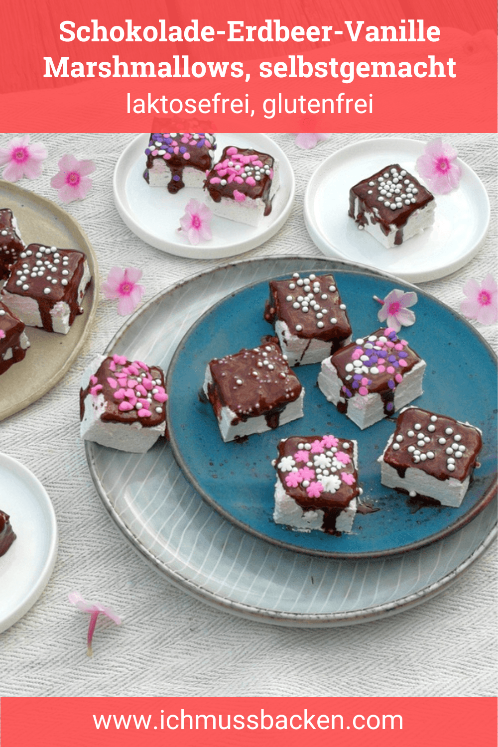 Selbstgemachte Schokolade-Erdbeer-Vanille Marshmallows