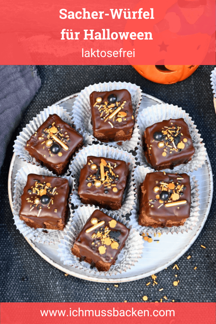 Sacher-Würfel für Halloween, laktosefrei - Ich muss backen