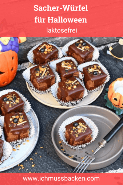Sacher-Würfel für Halloween, laktosefrei - Ich muss backen