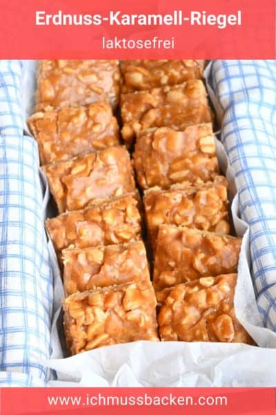 Erdnuss-Karamell-Riegel, laktosefrei - Ich muss backen