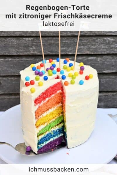 Liebe auf dem Teller: Regenbogen-Torte mit Frischkäsecreme, laktosefrei ...