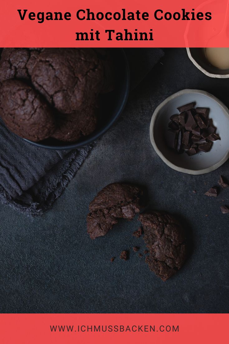 Chocolate Cookies mit Tahini, vegan