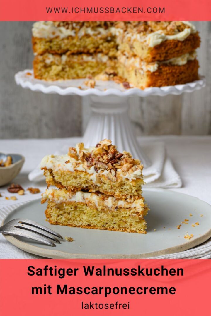 Walnusskuchen mit Mascarponecreme, laktosefrei - Ich muss backen