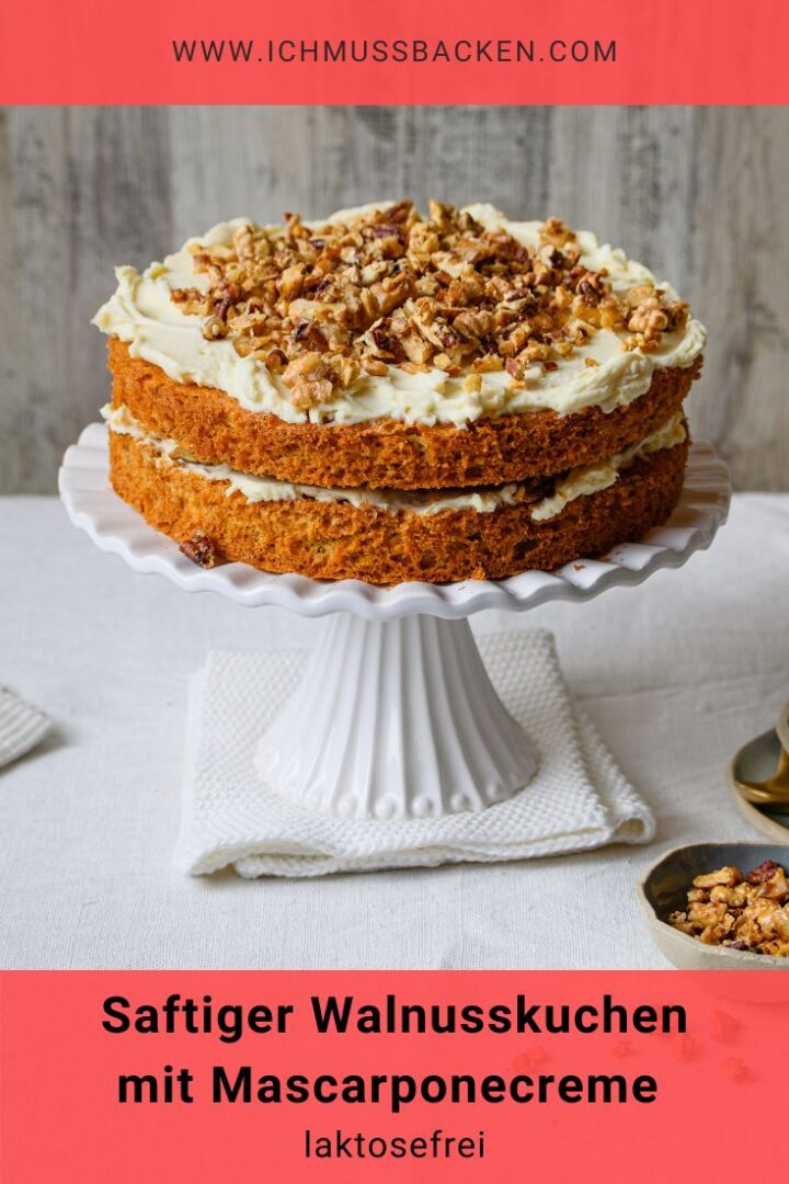 Walnusskuchen mit Mascarponecreme, laktosefrei - Ich muss backen
